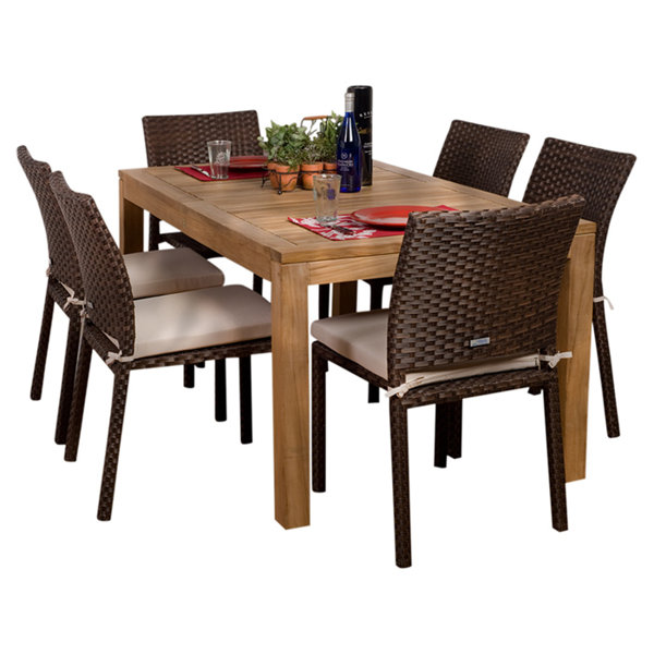Table with Bench and Chairs Wood Patio Dining Sets You'll Love in 2023